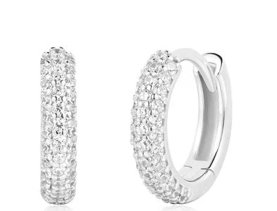 SS CZ Pave Huggie Ergs 10.2 x 8.5 mm