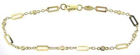 9ct Yellow Gold Clover & CZ Curb Link Bracelet
