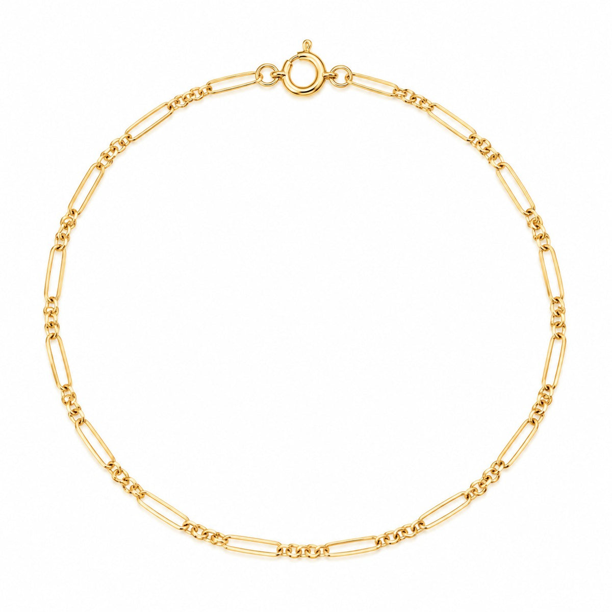 9ct Yellow Gold Paper and Cable Link Bracelet 7.5 Inch