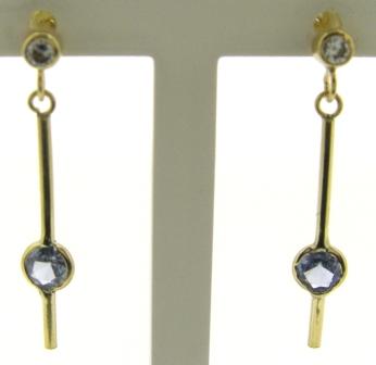 9ct Yellow Gold Open Circle & Pear CZ Drop Stud Earrings