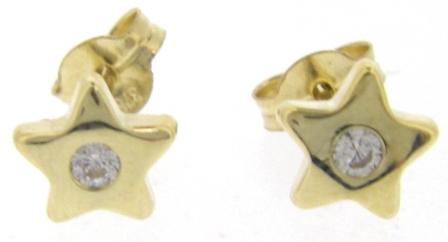 9ct Yellow Gold Star Stud Earrings with Cubic Zirconia