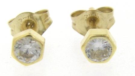 9ct Yellow Gold Cubic Zirconia Evil Eye Stud Earrings