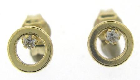 9ct Yellow Gold Hexagonal CZ Stud Earrings