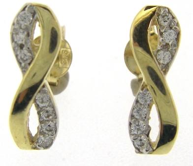 9ct Yellow Gold Four Stone Rubover CZ Stud Earrings