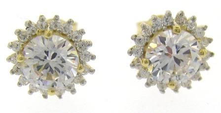 9ct Yellow Gold Cubic Zirconia Circle Stud Earrings