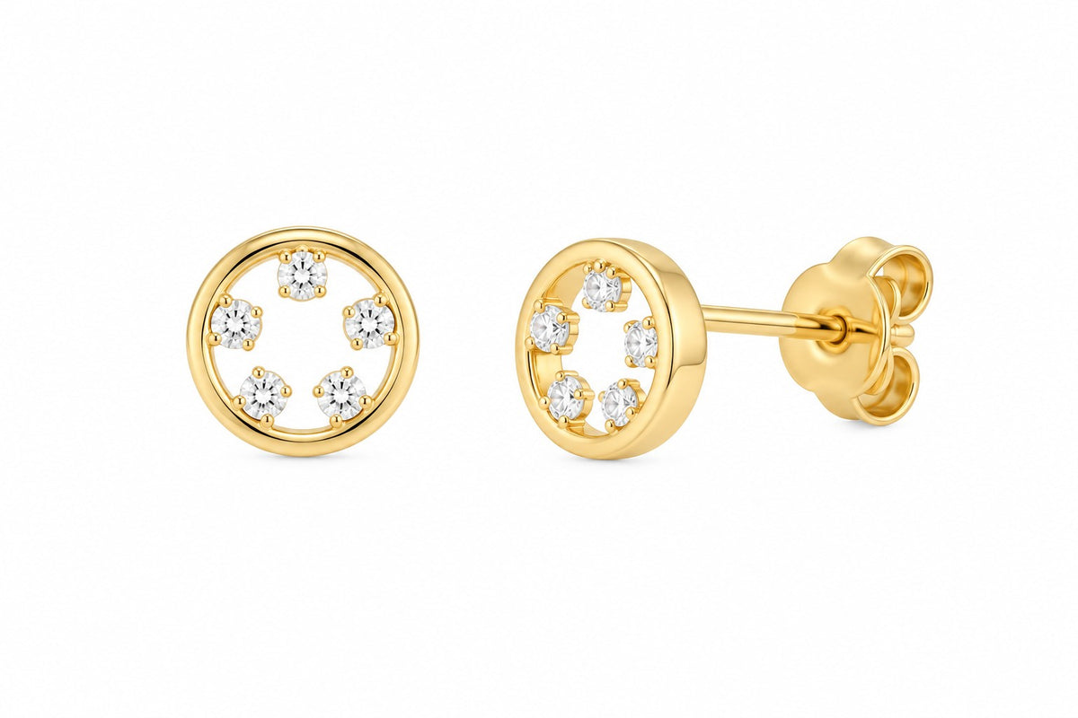 9ct Yellow Gold Cubic Zirconia Stud Earrings