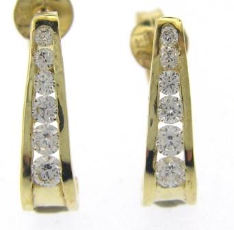 9ct Yellow Gold Cubic Zirconia Crescent Moon Stud Earrings