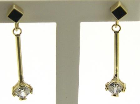 9ct Yellow Gold Ball Drop CZ Earrings