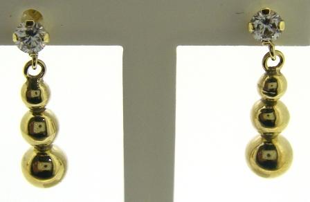 9ct Yellow Gold Open Circle and Star Drop Stud Earrings