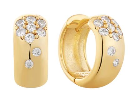 Ania Haie Silver and Yellow Gold Plated Cubic Zirconia Chunky Huggie Hoop Ergs 13x11.8mm Earrings
