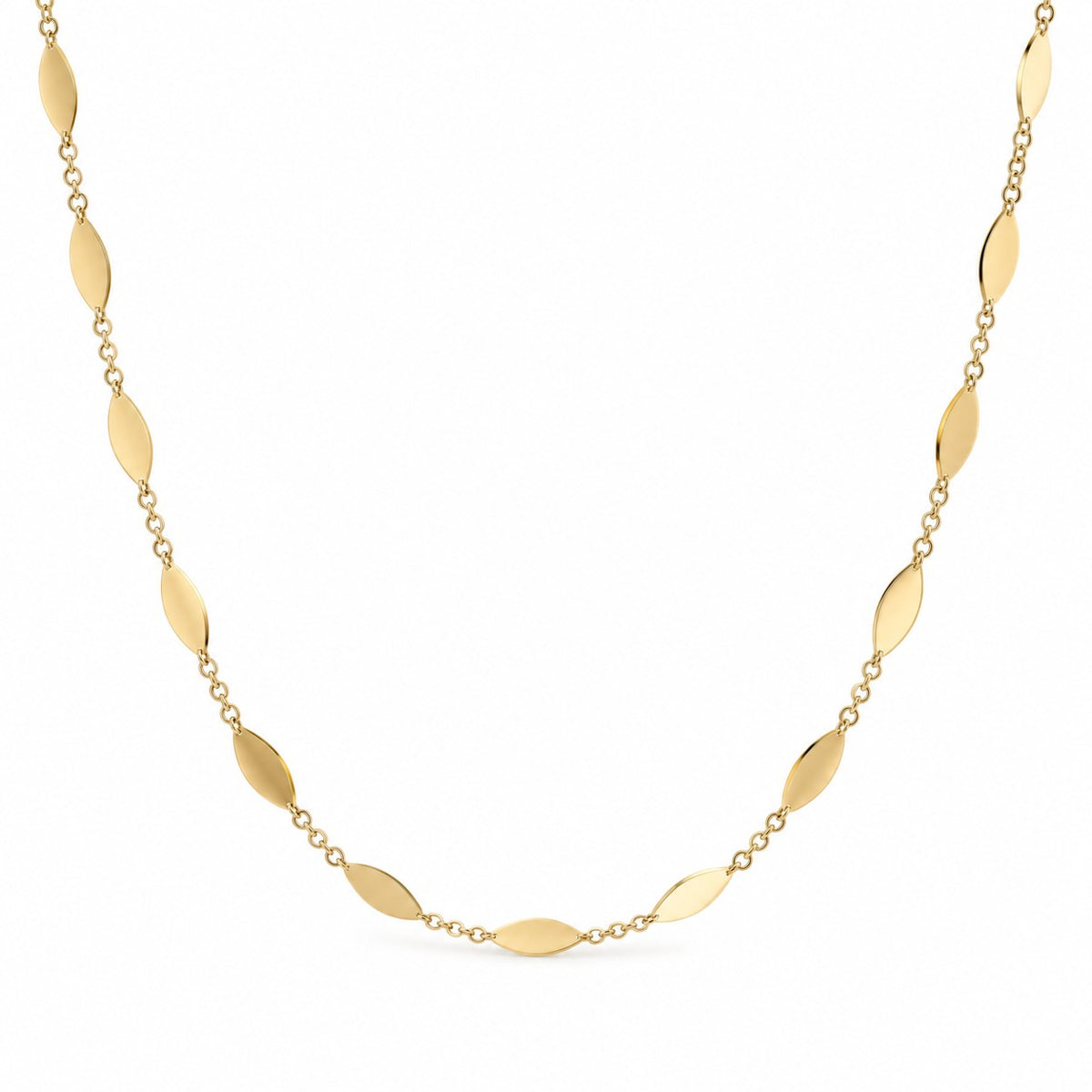 9ct Yellow Gold Cable and Marquise Link Necklace