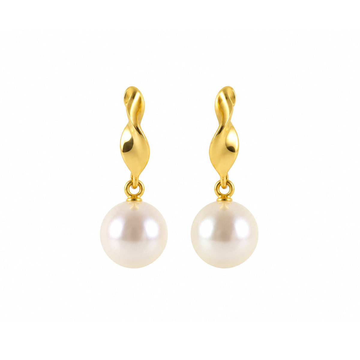 Elegant 9ct Yellow Gold Fresh Water Pearl Drop Earrings