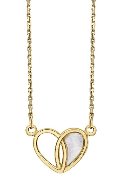 9ct Yellow Gold Mother of Pearl Heart Necklace