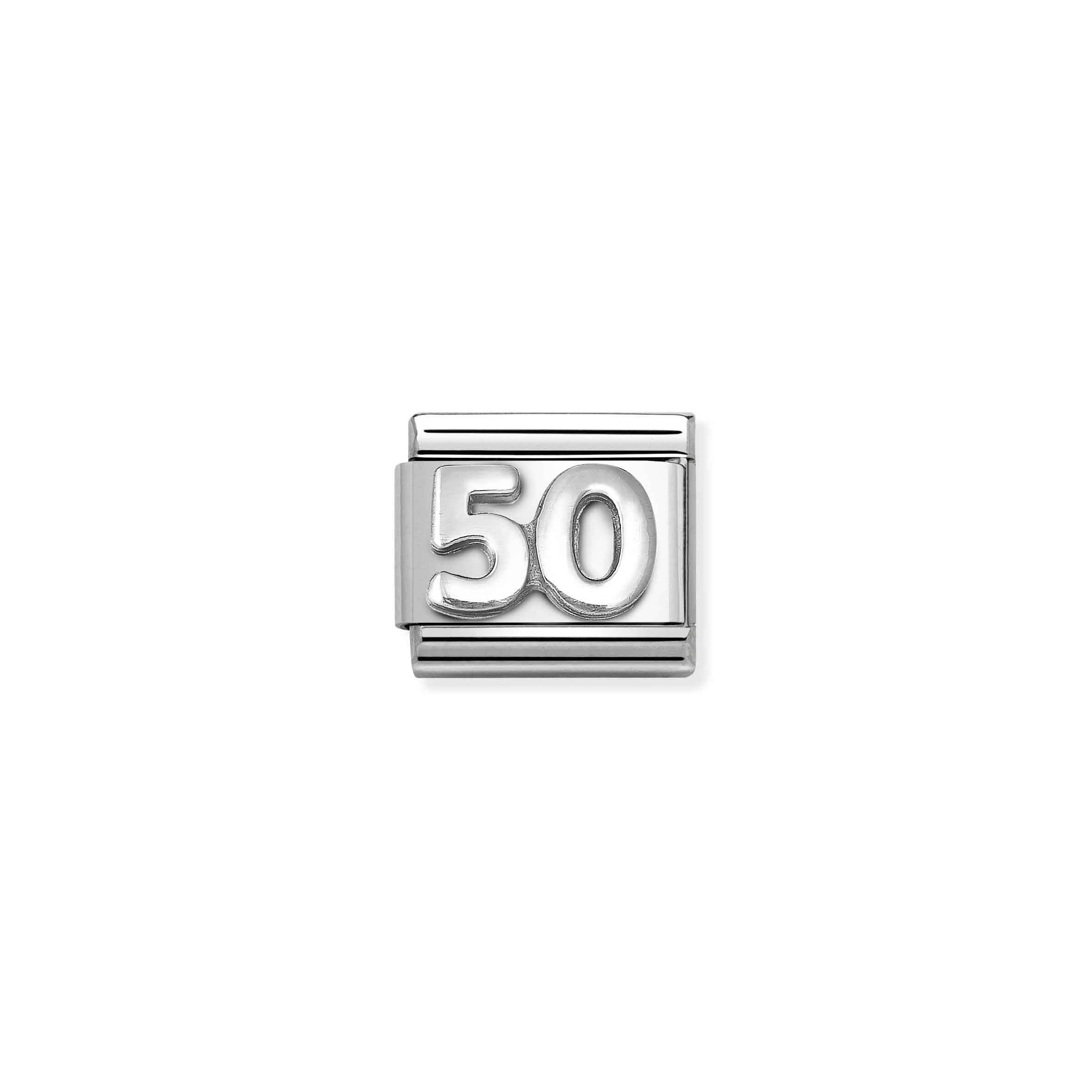 Nomination Composable Classic Oxidised Symbols '50' Charm Link