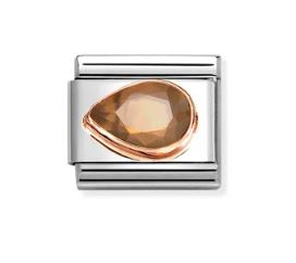 Nomination Composable Classic Smokey Cubic Zirconia Faceted Drop Charm