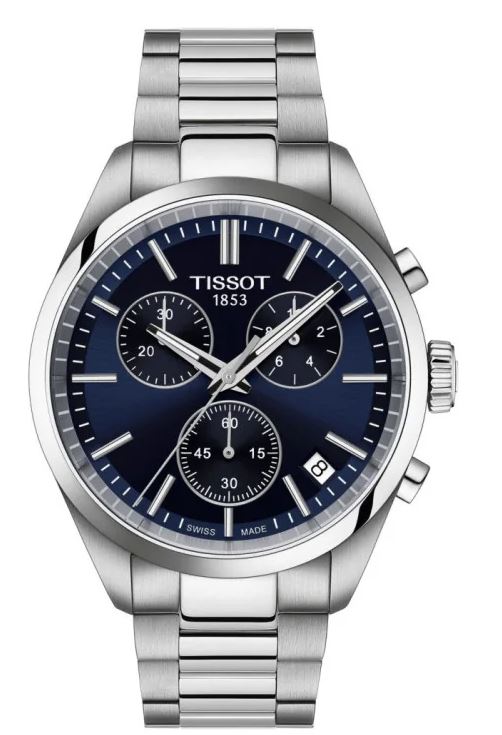 Tissot PR 100 40mm Steel Blue Quartz Chronograph Mens Watch