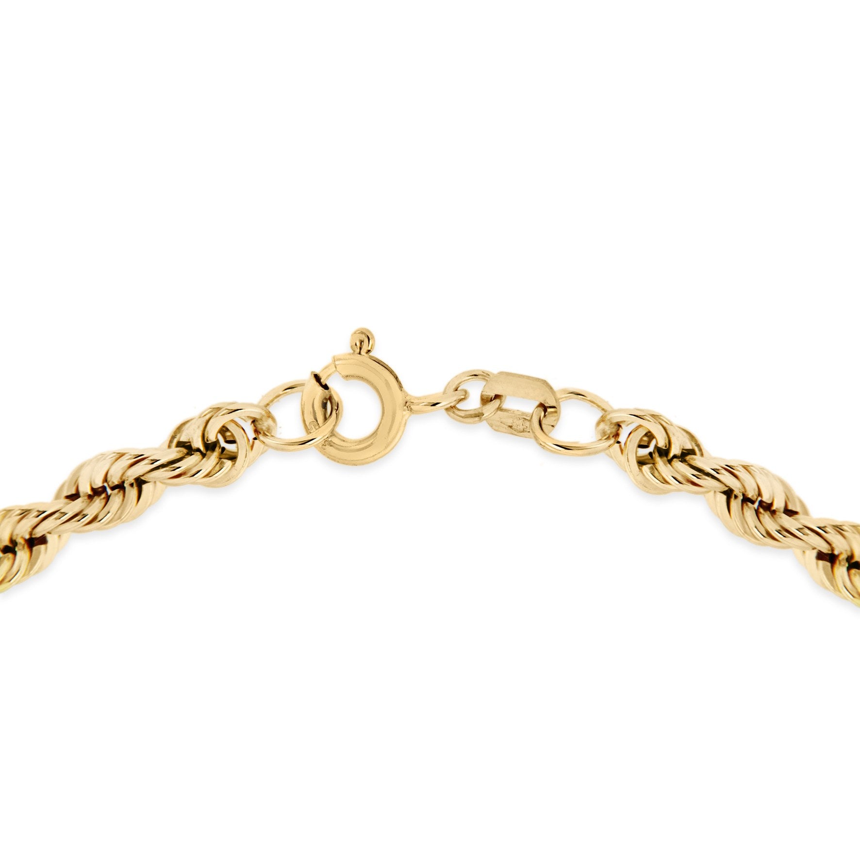 9ct Yellow Gold Hollow Rope Chain Bracelet 7'