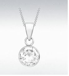 9ct White Gold Rub Over Set Cubic Zirconia Pendant