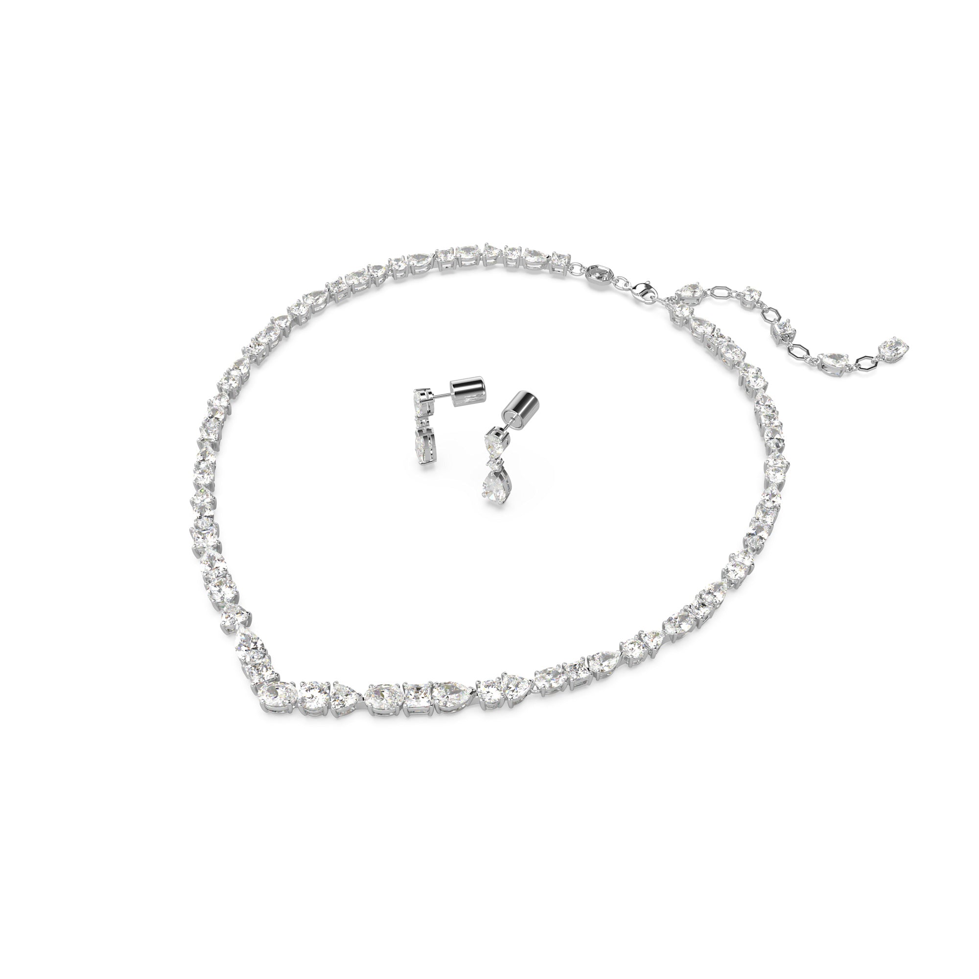 Swarovski Mesmera Set - Rhodium Plated - White Jewellery Sets Necklace