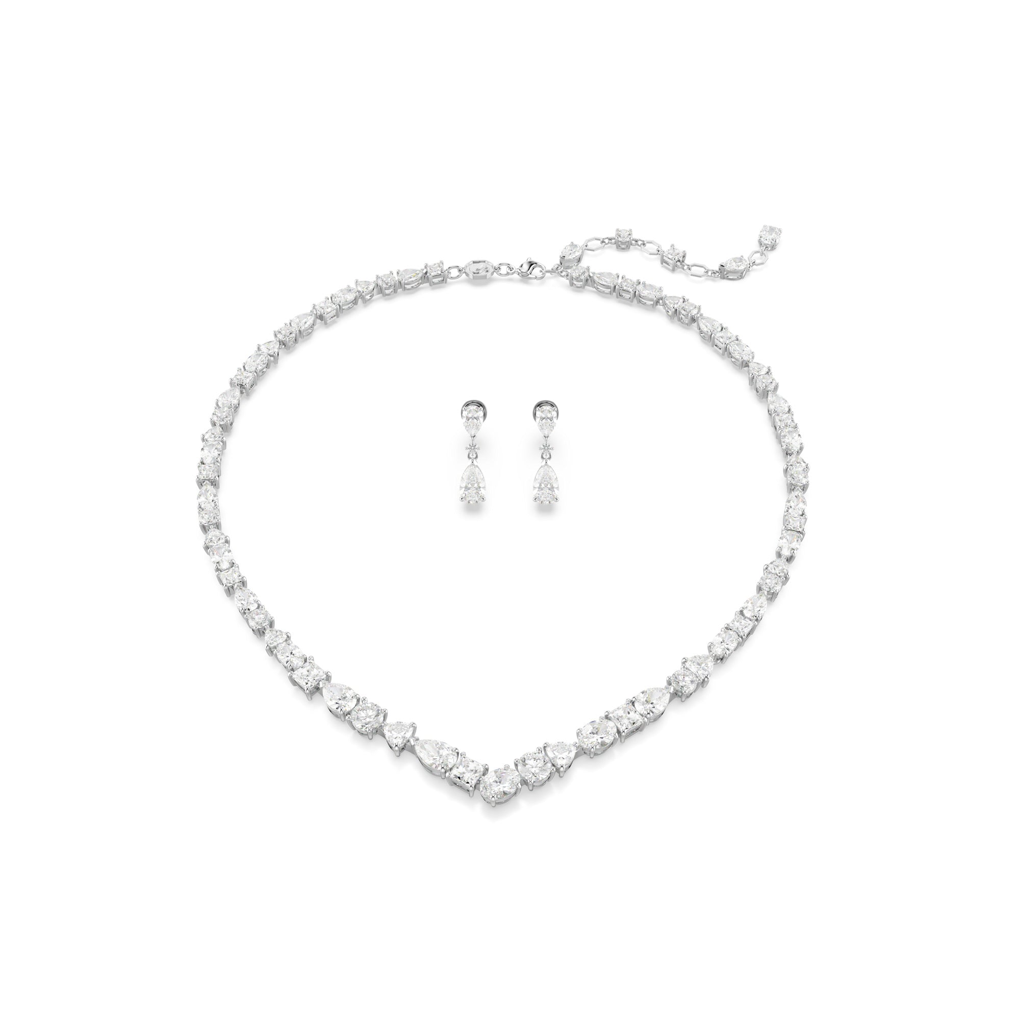 Swarovski Mesmera Set - Rhodium Plated - White Jewellery Sets Necklace