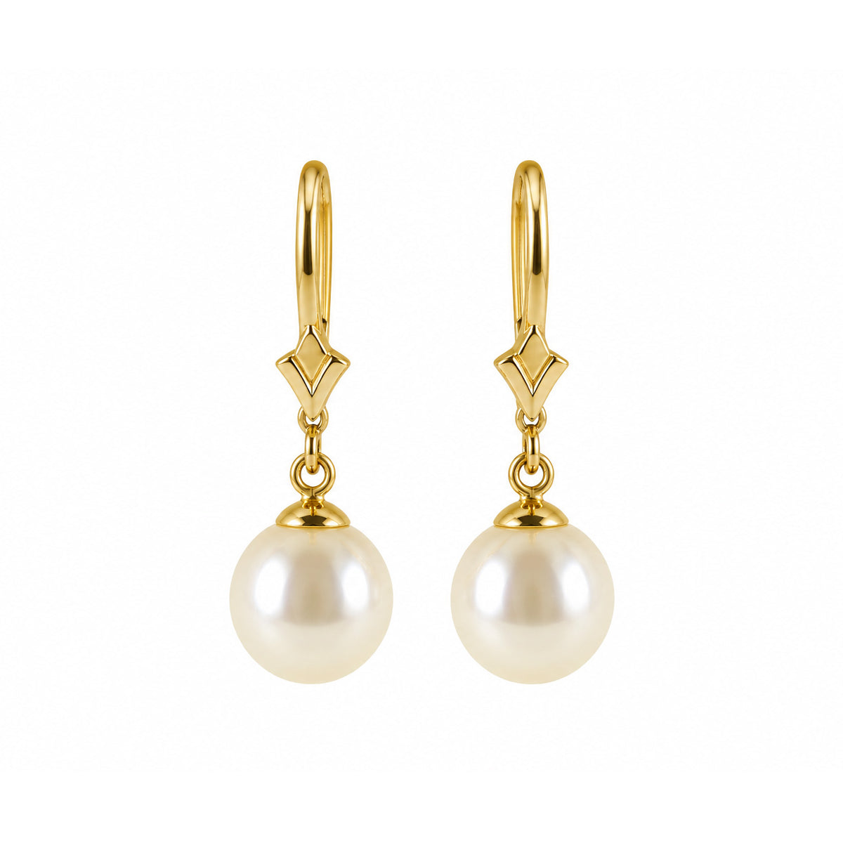 Elegant 9ct Yellow Gold Fresh Water Pearl Drop Earrings