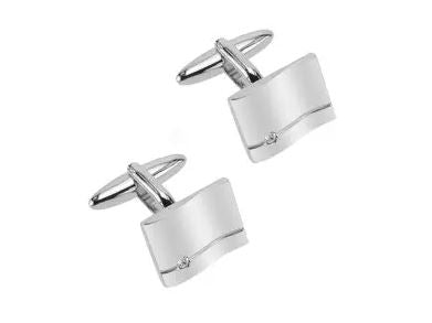 Sophisticated Rhodium Plated Diagonal Stripe Cufflinks