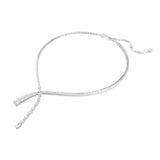 Swarovski Matrix Y Necklace - Rhodium Plated - White