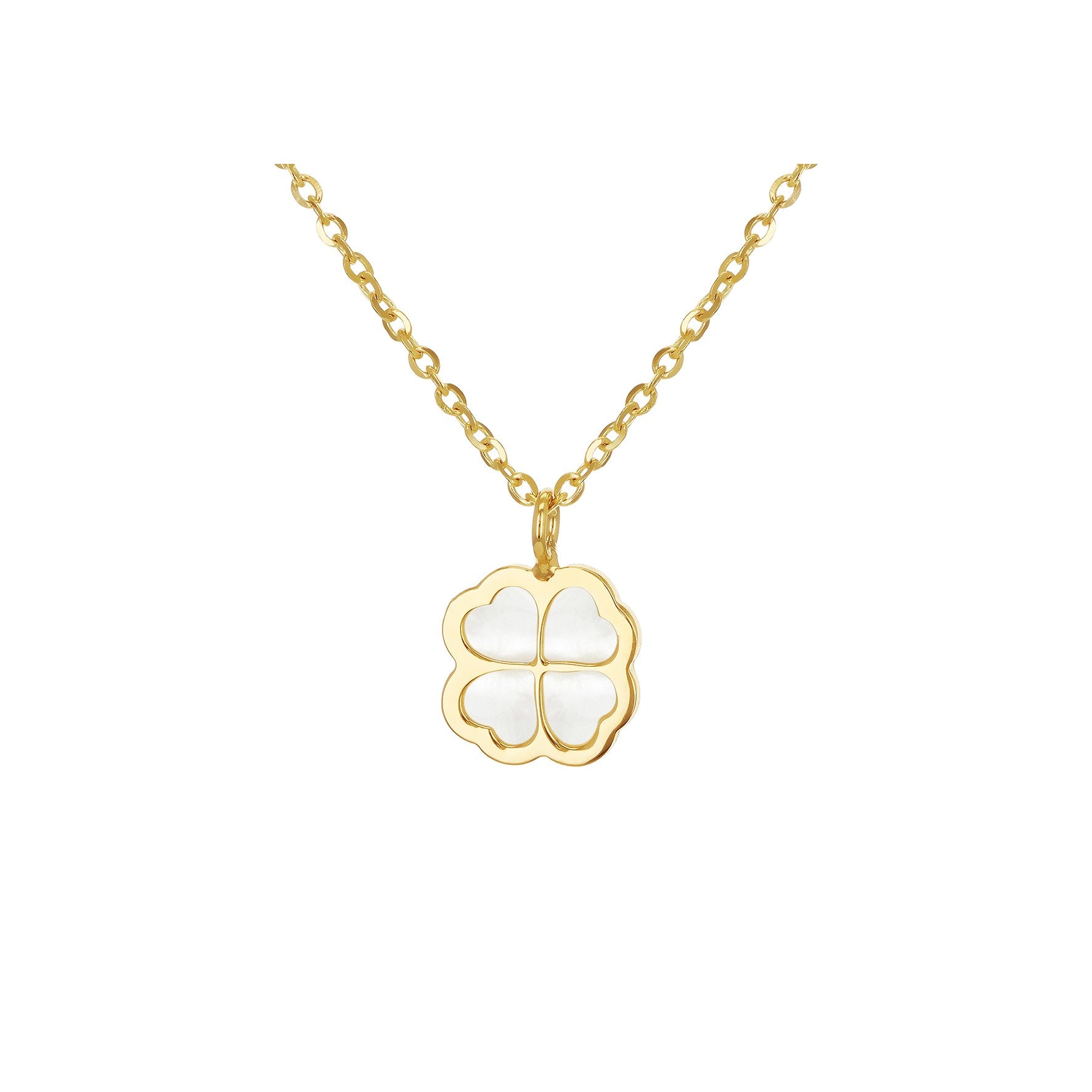 9ct Yellow Gold Petal Mother Of Pearl Necklace