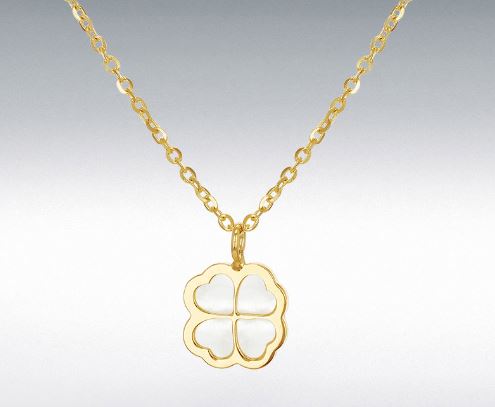 9ct Yellow Gold Petal Mother Of Pearl Necklace