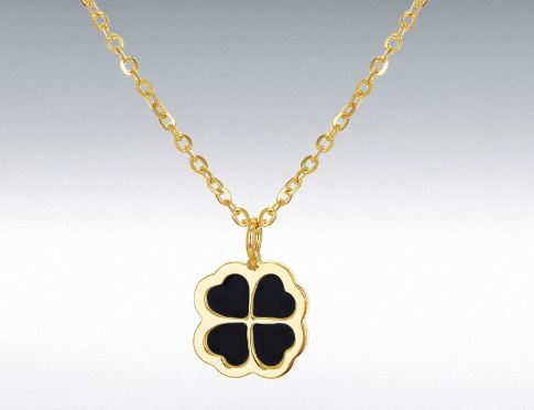 9ct Yellow Gold Black Onyx Petal Necklace