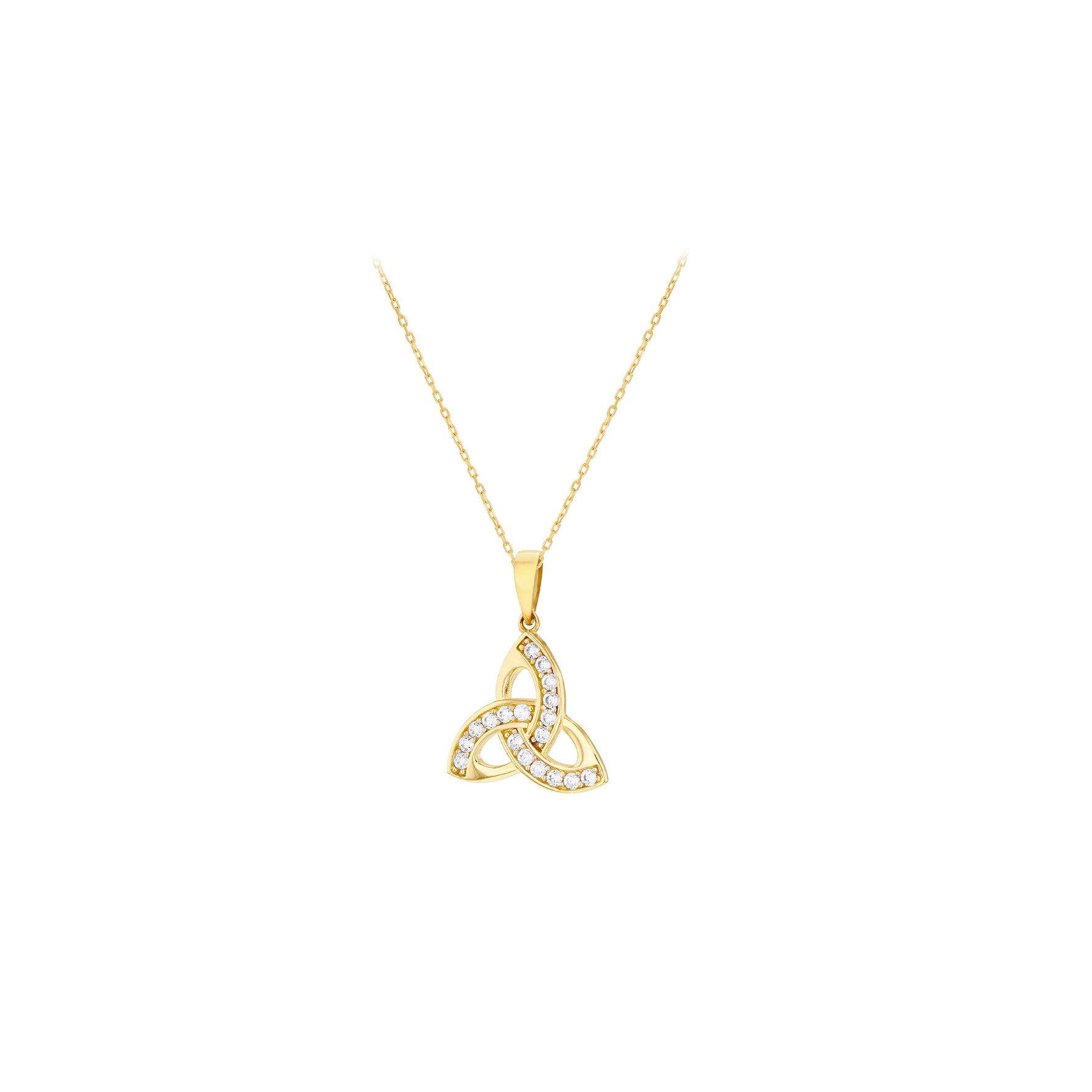 9ct Yellow Gold Cubic Zirconia Trinity Knot Pendant