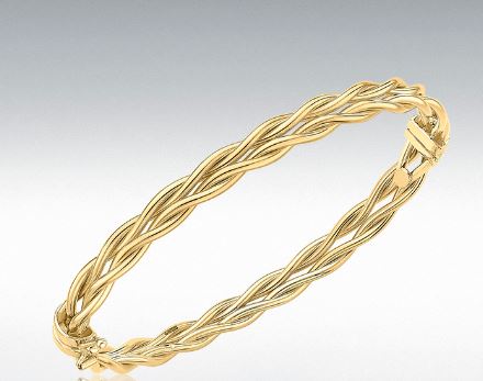 9ct Yellow Gold Polished Oval Tubing Crossover Bangle Charm