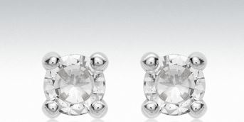 9ct White Gold 4mm Cubic Zirconia Stud Earrings