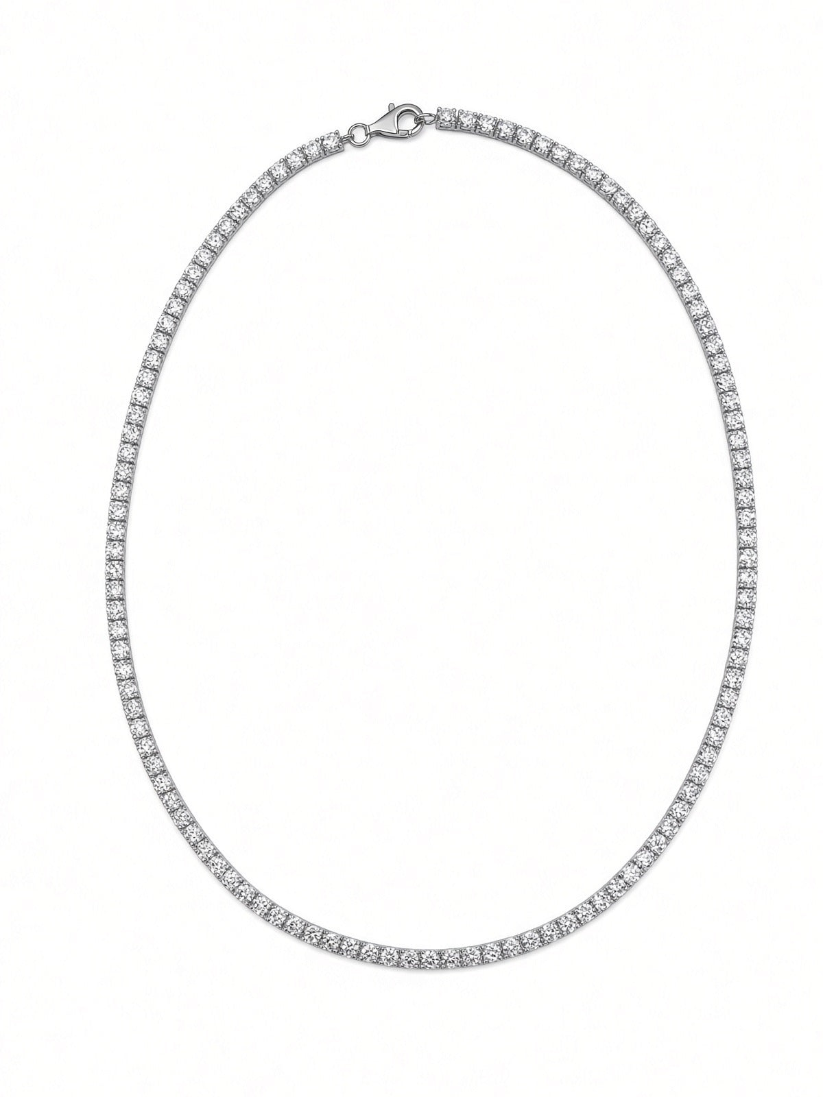Sterling Silver 4mm Cubic Zirconia Tennis Necklace 18"