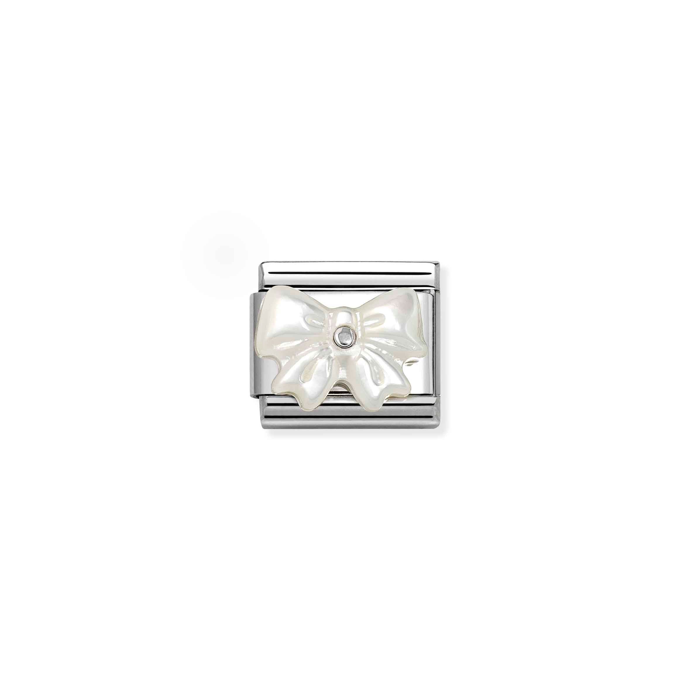 Nomination Composable Classic White Mother of Pearl Bow Charm - Stainless Steel & Sterling Silver
