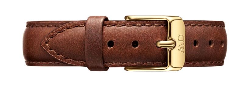 Daniel Wellington Petite St Mawes 14mm Brown Leather Watch Strap Yellow Gold Plated