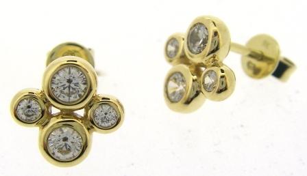 9ct Yellow Gold Cubic Zirconia Flower Stud Earrings