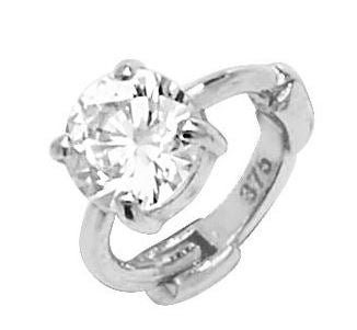 9ct White Gold Single Cubic Zirconia Hoop Earring