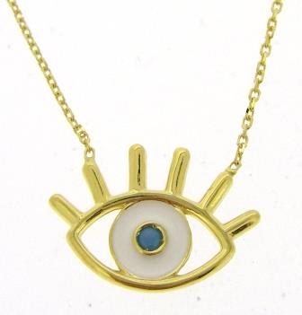 9ct Yellow Gold Enamel Evil Eye Necklace