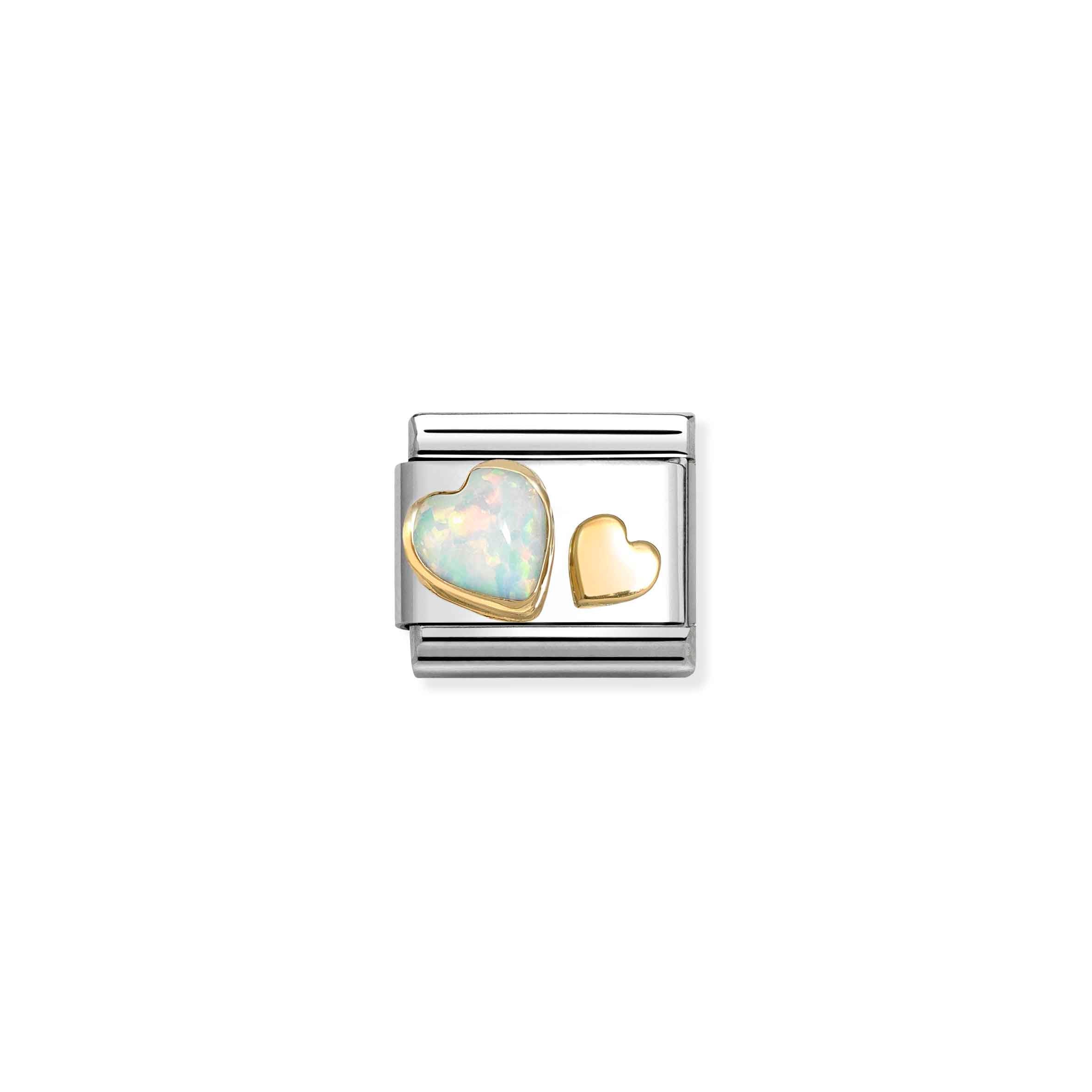 Nomination Composable Classic White Opal & Yellow Gold Heart Charm