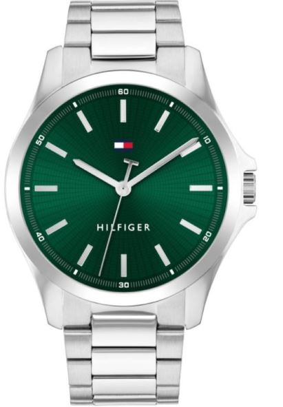 Tommy Hilfiger Bruce 43mm Green Dial Stainless Steel Bracelet Quartz Mens Watch