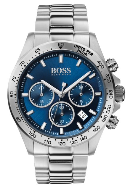 BOSS Mens Hero Chronograph Blue 44 mm Watch Bracelet