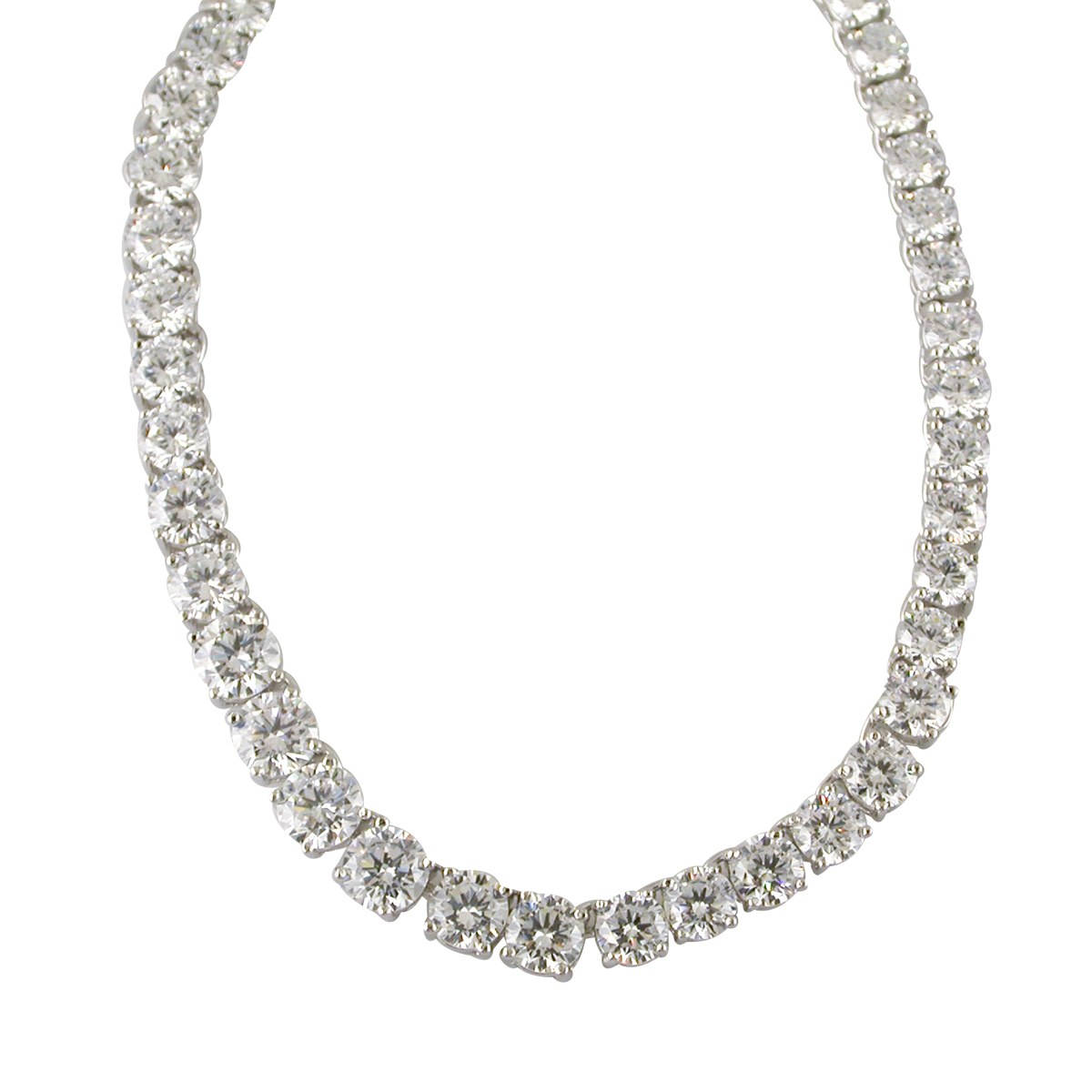Sterling Silver Graduated Cubic Zirconia Tennis Necklace - 45cm