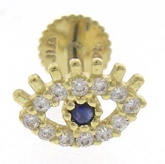 9ct Yellow Gold Sapphire Blue CZ Single Hoop Earring