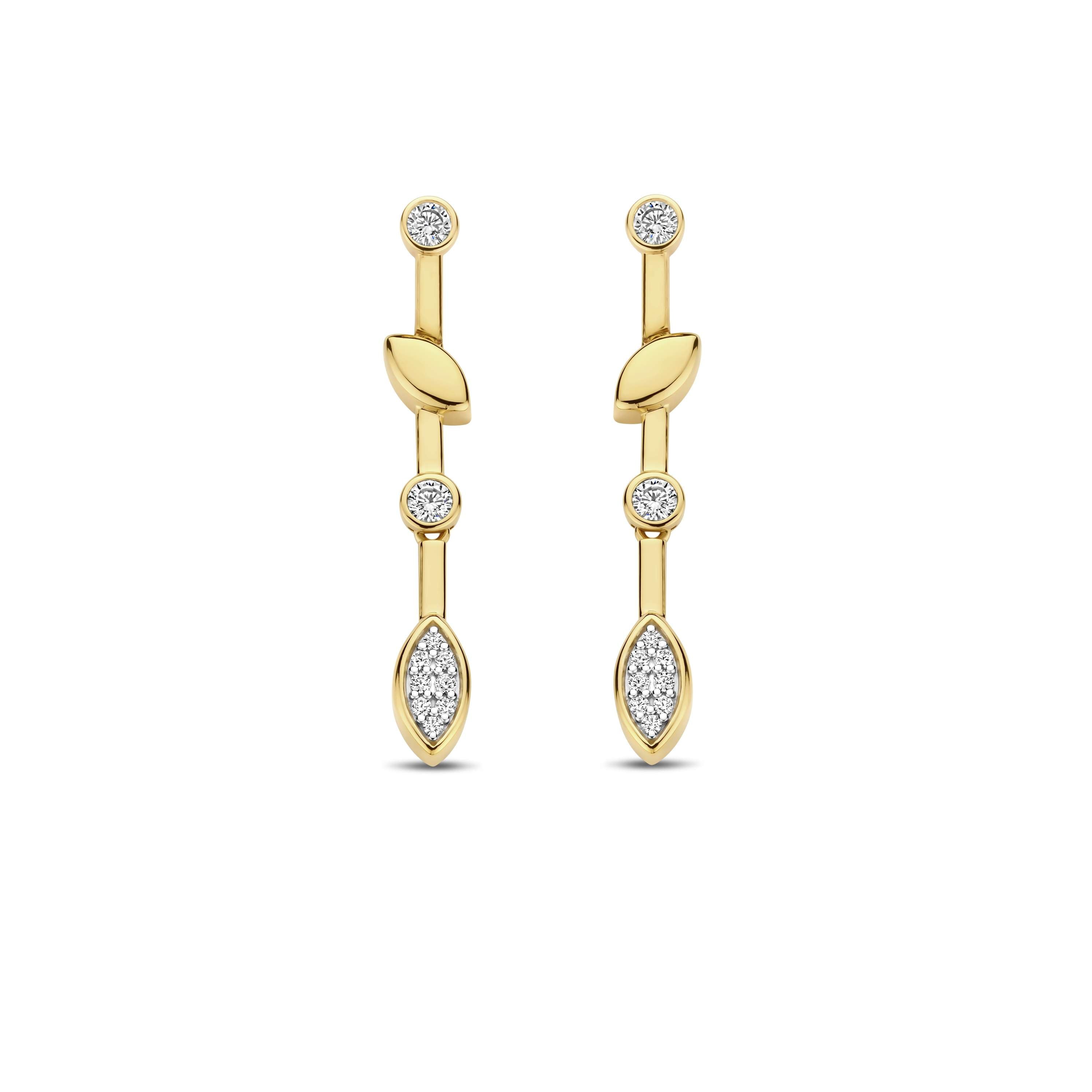 Ti Sento Sterling Silver Yellow Gold Plated Cubic Zirconia Drop Earrings