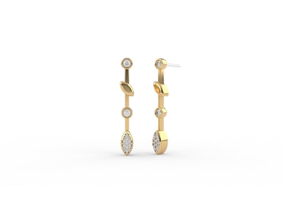 Ti Sento Drop Earrings - Cubic Zirconia, Silver & Gold