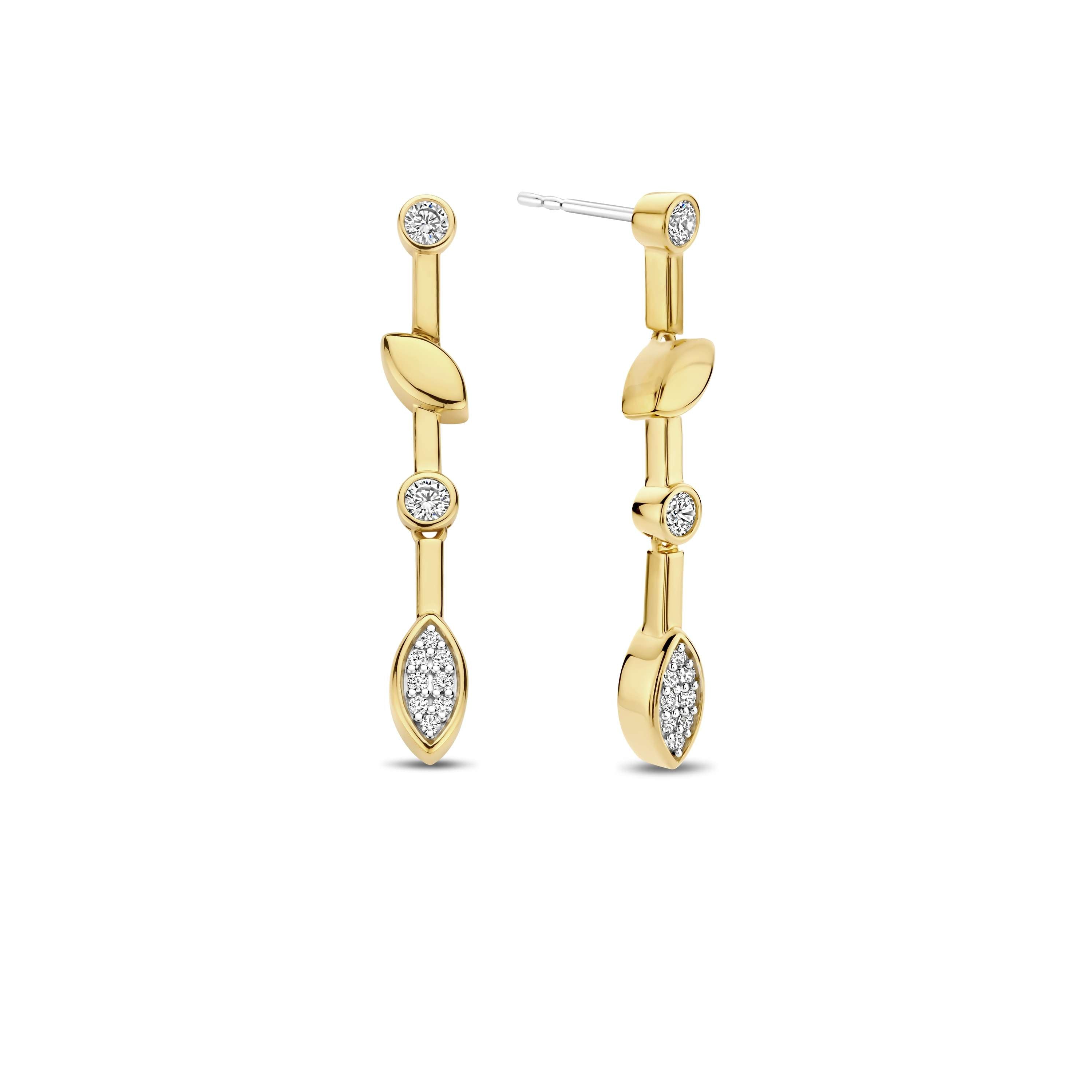 Ti Sento Sterling Silver Yellow Gold Plated Cubic Zirconia Drop Earrings