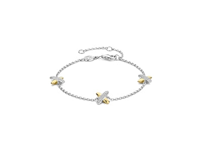 Ti Sento Kiss Bracelet - Cubic Zirconia, Silver & Gold, 16-20cm