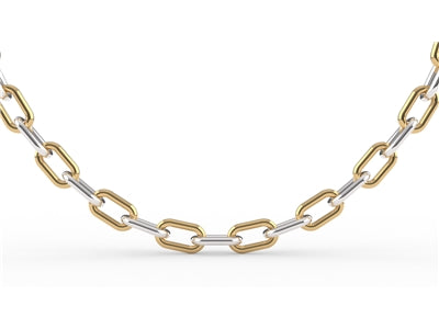 SS/YGP Oval Link Chain CZ Clasp - 48