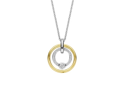 Ti Sento Gold Plated Cubic Zirconia Double Circle Necklace 38-48cm
